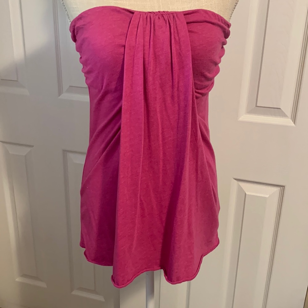 Pink strapless top